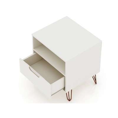 Off-White 1-Drawer Nightstand with Hairpin Legs