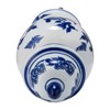 Sagebrook Home 10" Temple Jar with Lid - Ceramic White and Blue Chinoiserie Floral Stoneware for Home, Office - 4 of 4