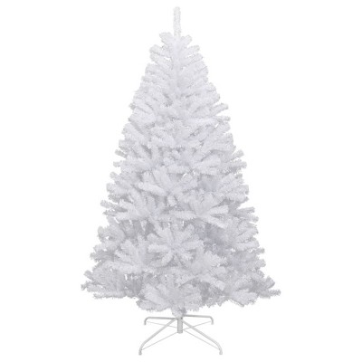 vidaXL Artificial Hinged Christmas Tree White PVC 70.9 in