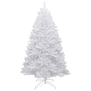 vidaXL Artificial Hinged Christmas Tree White PVC 70.9 in - 1 of 4