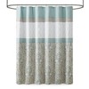 PAGED Transitional Colorblock Shower Curtain, 72x72" Geometric Damask Print Shower Curtain for Bathroom - Embroidered Detailing - 2 of 4