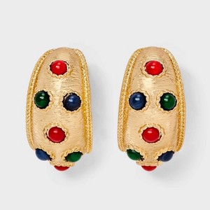 Marble Stone Hoop Earrings - A New Day™ Gold/Red/Green/Blue - 1 of 3
