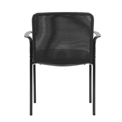 Modern Black Mesh & Vinyl Stackable Guest Chair with Metal Glides