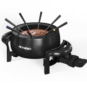 Heynemo 3QT Fondue Set, Electric Fondue Pot Set for Melting Chocolate & Cheese, 1000W Non-Stick Fondue Maker, Adjustable Temperature Control, 8 Forks - 1 of 4