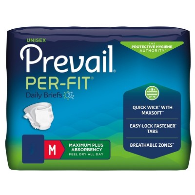 Prevail Per-Fit Maximum Plus Adult Incontinence Brief M Heavy Absorbency Breathable, PF-012/2, 20 Ct