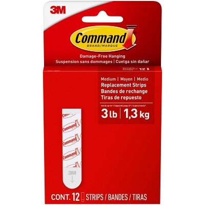 Command 12 Strips Medium Sized Refill Strips Tape White