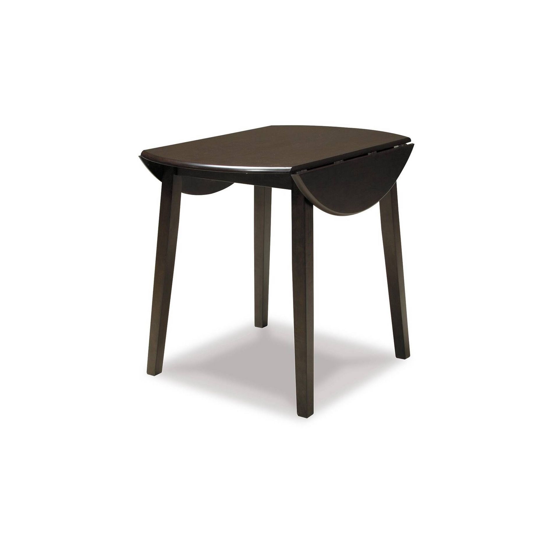 Hammis Round Drop Leaf Dining Table Wood/Dark Brown - Signature Design by Ashley: Compact, Space-Saving Design, Seats 4