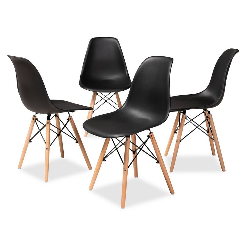4pc Jaspen Plastic and Wood Dining Chair Set - Baxton Studio, 1 of 10
