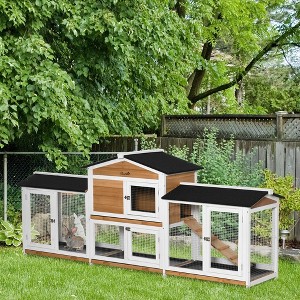 LOVMOR 90.5" Wooden Rabbit Hutch Bunny Cage Pet Playpen House Enclosure with Double Side Run Boxes - 1 of 4
