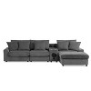 GDFStudio Sarah 114" Corduroy L-Shaped Sectional Sofa with Bluetooth Speakers and Movable Ottoman - 2 of 4