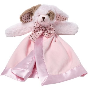 Bearington Baby Wiggles Snuggler, 15 Inch Pink Puppy Dog Plush Stuffed Animal Security Blanket Lovey for Babies - 1 of 4