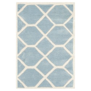 Blue/Ivory Geometric Tufted Accent Rug 2