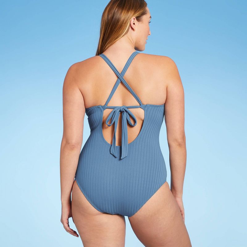 Women's Wide Ribbed Center Ring Medium Coverage One Piece Swimsuit - Kona Sol™, 5 of 14