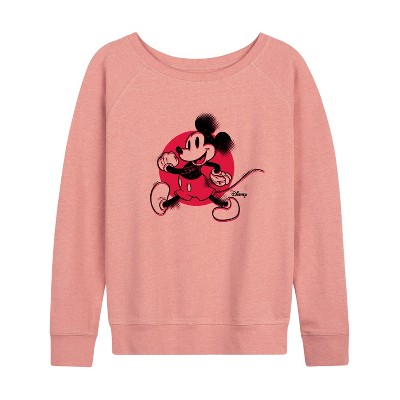 Women's - Disney - Mickey & Friends Lightweight French Terry Wide Neck Long Sleeve Shirt