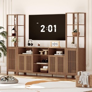 3 Piece Large TV Stand with Bookshelves for TVs Up to 70", Entertainment Center with Storage, Media Console Table TV Hutch for Living Room, Bedroom - 1 of 4