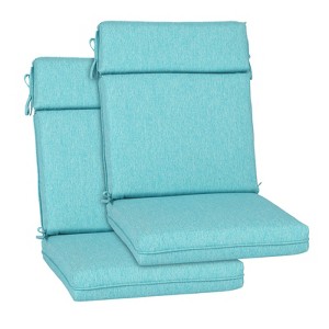 Aoodor Outdoor High Back Dining Chair Cushion Set, Water Proof & Stain Resistant, Polyester Fabric Cover with Ties and Zipper, Set of 2 - 1 of 4