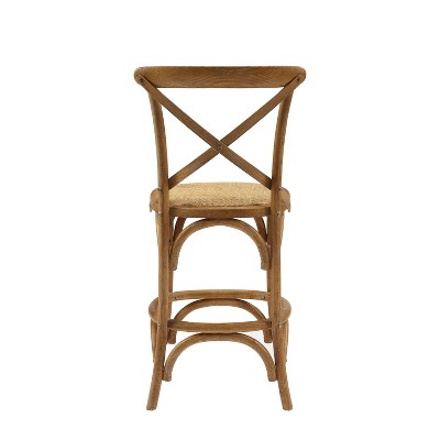 Roxy 42" Gray Wash Wood Counter Stool with Rattan Seat