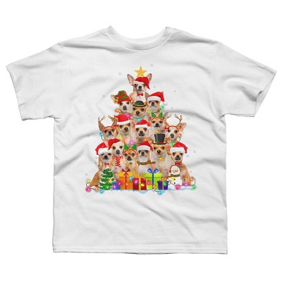 Boy's Design By Humans Christmas Pajama Chihuahua Tree By MINHMINH T-Shirt