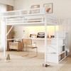 Racxily Loft Bed with Desk and Charging Station, Metal Loft Bed with Stairs and Light for Kids Teens - 4 of 4