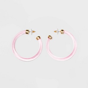 SUGARFIX by BaubleBar Gold Embellishments Clear Acrylic Hoop Earrings - Neon Pink, Women