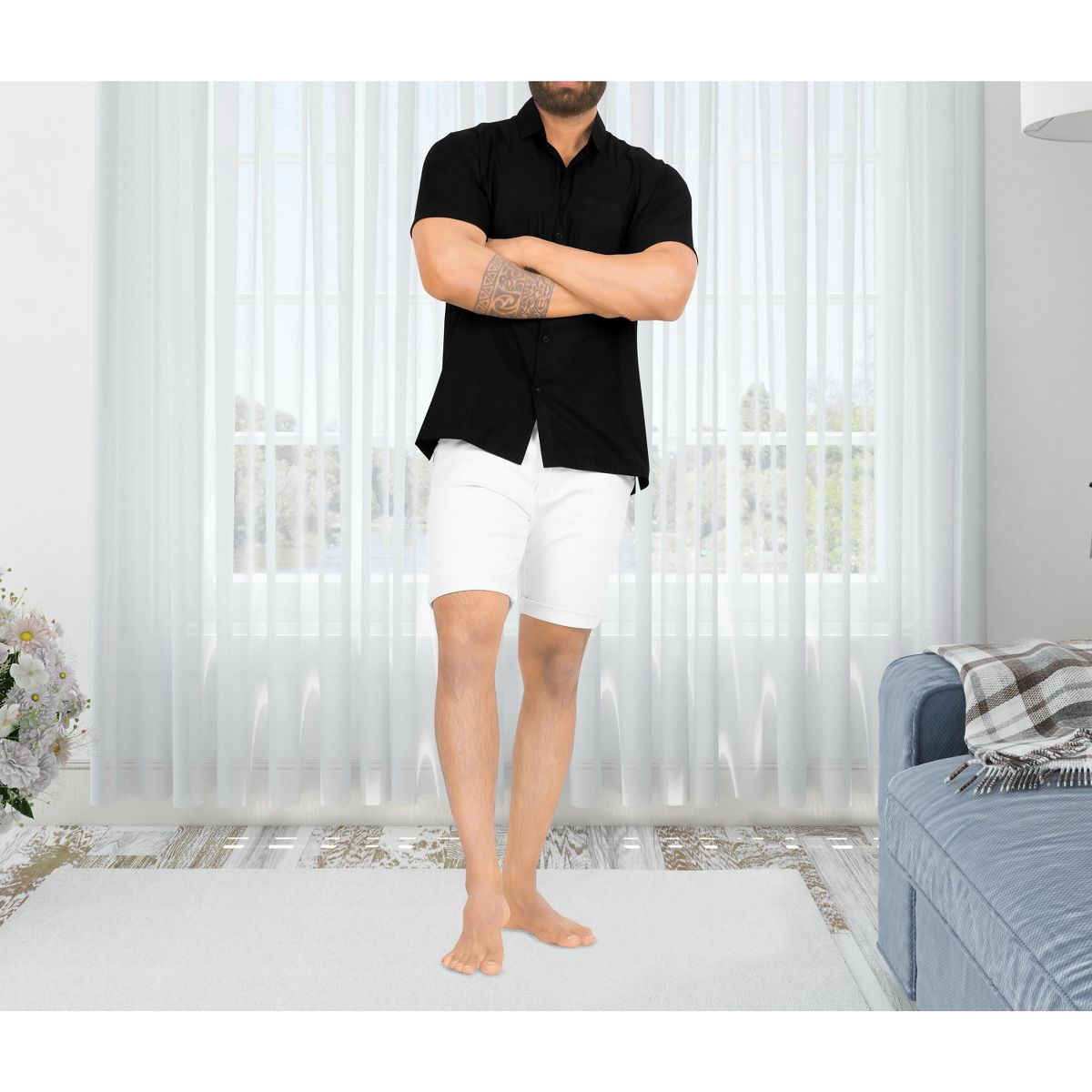 HAPPY BAY Mens Short Sleeve Button Down Casual Camp Beach Shirts Business Dress Shirts for Men Vacation Solid Shirts with Pocket 7XL, Black, Plain - thumbnail 5