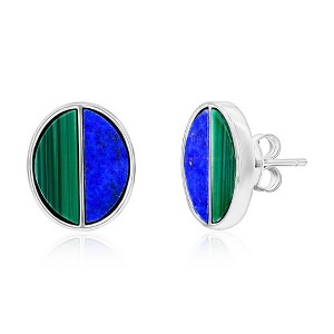 Bella Silver Sterling Silver, Malachite & Lapis Oval Earrings - Multi - 1 of 2