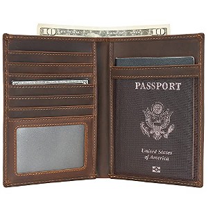Luxury RFID Blocking Leather Passport Holder Travel Wallet - 1 of 4