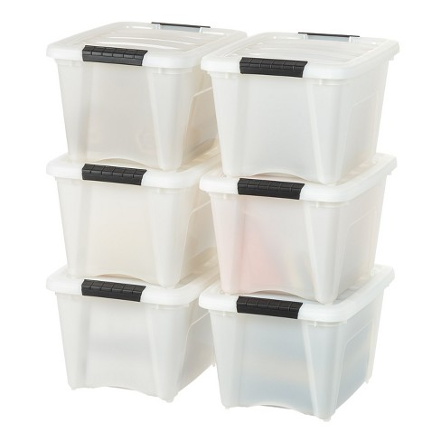 IRIS USA 19Quart 6Pack Stackable Plastic Storage Bins with Lids and  Latching Buckles, Pearl
