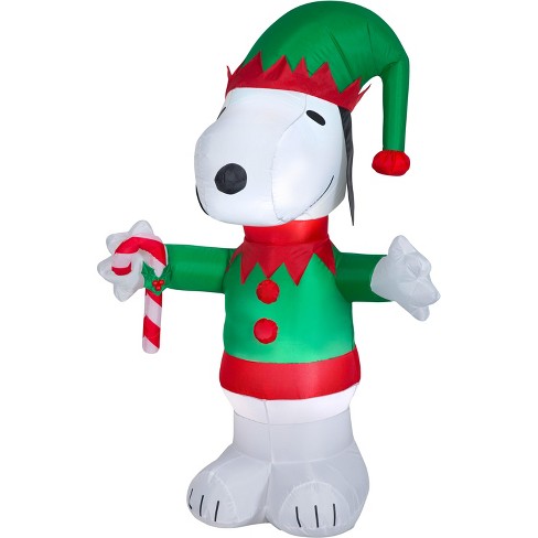 Gemmy Christmas Airblown Inflatable Snoopy As Elf Peanuts 5 Ft Tall Multicolored Target