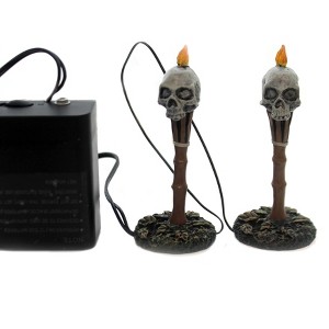 Department 56 Accessory 4.0 Inch Lit Nightmares Halloween , Halloween Accessory Skulls (2PC) - 1 of 3