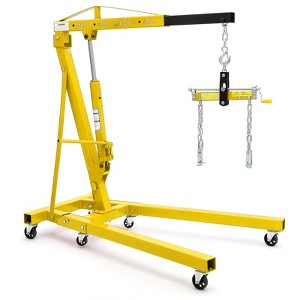 2-Ton Folding Engine Hoist 4400 Lb Capacity Hydraulic Shop Crane W/ Telescoping Boom 6 Wheels for Automotive Repair - 1 of 4