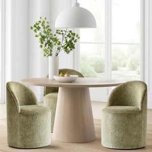 Dining Chairs Set of 3 Chenille Upholstered Dining Chair with Wheels Modern Round Dining Room Chair for Kitchen,Living Room -Tanpinhause - 1 of 4