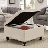 Syemin Ottomans and Benches Large Square Storage Ottoman with Wooden Legs, Upholstered Button Tufted Coffee Table, Entryway Bench, Beige, 30"*30"*18" - 4 of 4