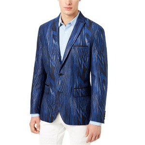 I.N.C International Concepts Mens Jacquard Two Button Blazer Jacket, Blue, Medium - 1 of 1