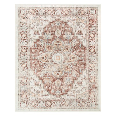 Lahome  Large Floral Border Contrast Short Pile Velvet Rectangular Indoor Area Rug