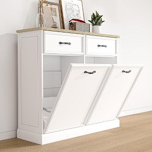 Trash Cabinet with Tilt-Out Panel - Conceals 10-Gallon Bins, 50lb Capacity, Anti-Tip Kit, Easy Assembly for Kitchen Storage - 1 of 4