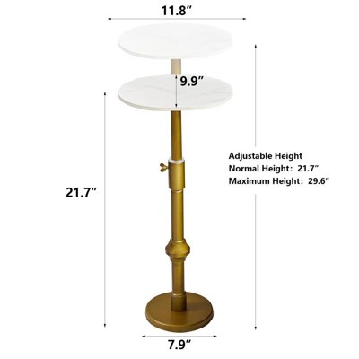 SYFERLORY Drink Table, Traditional Adjustable-Height Side Table, Vintage Oval Pedestal Table