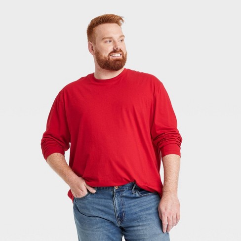 Men's Big & Tall Crewneck Long Sleeve T-shirt - Goodfellow & Co™ Red 3xlt :  Target