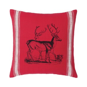 C&F Home 20" x 20" Stag Feed Sack Feed Sack Christmas Throw Pillow - 1 of 2