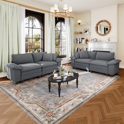 Captiva Designs Cloud Modular Loveseat Sofa Set, 2-Piece Sectional Couch with Deep Seats