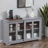 Sideboard Buffet Cabinet, Stackable Credenza Bar Cabinet with Sliding Glass Door and Adjustable Shelf - 2 of 4
