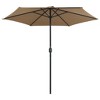 vidaXL Sturdy Outdoor Parasol with Aluminum Pole, 106.3"x96.9", UV Protective Polyester Cover, Crank Mechanism, Taupe Color - 3 of 4