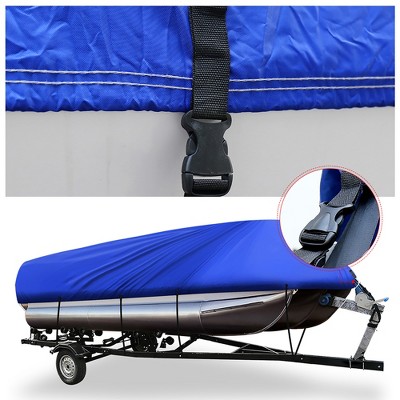 Unique Bargains Blue 21-24ft 210D Boat Cover Waterproof Trailerable Protector for Square Shape Ship