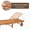 Resenkos Lounge Chair Outdoor, Patio Lounge Chair,Outdoor Folding Chaise Lounge Chair Recliner with Wheels, Acacia Wood Frame - Teak Color - 4 of 4