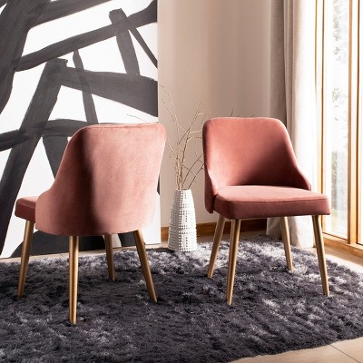 Dusty Rose Velvet Upholstered Side Chair with Gold Legs