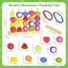 Wooden Fruit Stacking Toy Set with Lacing Beads and Shape Sorter, STEM Activity for Ages 3-5 - 2 of 4