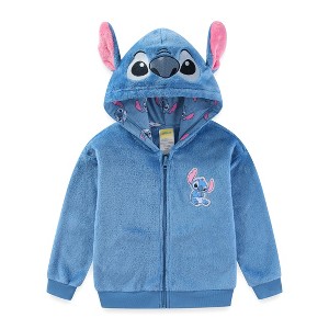 Disney Lilo and Stitch Girls Zip Up Wubby Fleece Hoodie with Ears for Big Kids - 1 of 4