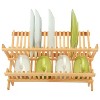 LunaLulinlk Bamboo Drying Rack for Dishes, 2 Tier Wooden Collapsible Dish Rack, Large Drain Rack for Kitchen Countertops, Drying Rack Counter - 3 of 4