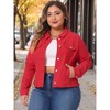 Agnes Orinda Women's Plus Size Classic Denim Long Sleeve with Pockets Fashion Jean Jackets - 2 of 4