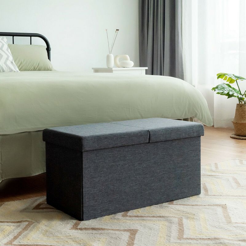 Tangkula Dark Grey 30" Storage Folding Ottoman with Lift Top Bed End Bench 80L Storage Space, 2 of 7